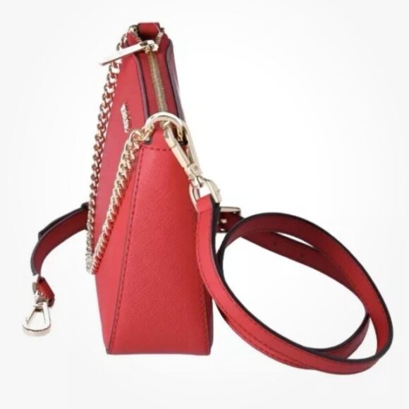 Michael Kors Jet Set Medium Saffiano Leather Crossbody Bag With Gold Chain Strap - Picture 3 of 6